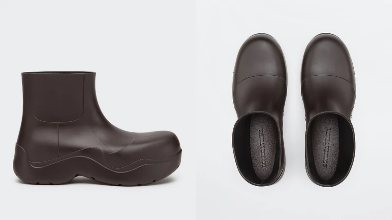 Puddle 厚底低筒雨靴,Bottega Veneta。 Puddle 厚底低筒雨靴,Bottega Veneta。