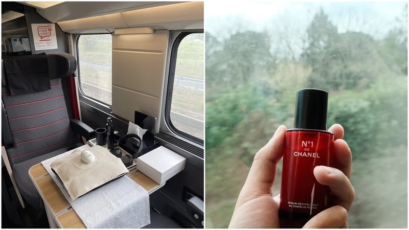 往比亞里茲四小時的火車車程中,香奈兒貼心提供手部保養體驗。 往比亞里茲四小時的火車車程中,香奈兒貼心提供手部保養體驗。