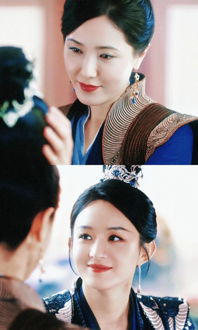 劇中曾黎撫摸趙麗穎的頭，師徒對視而笑的鏡頭成名場面。