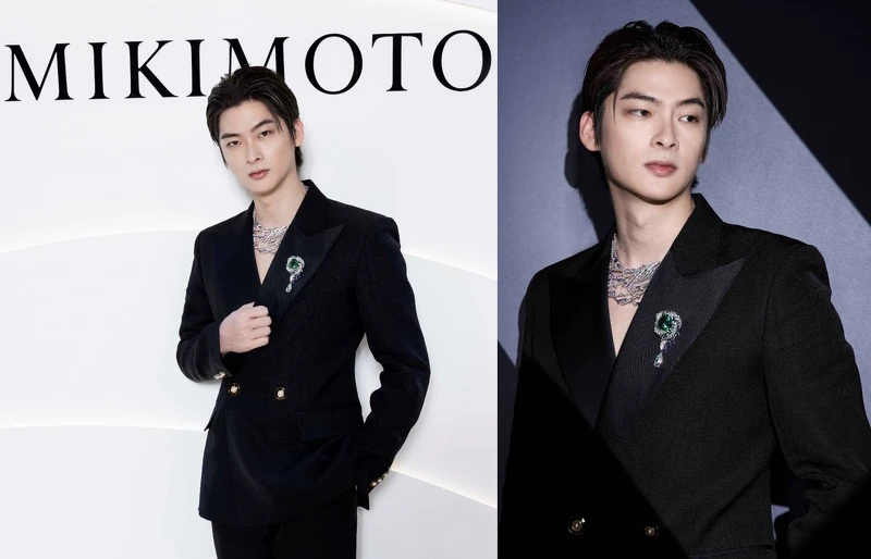 王庭勻展示MIKIMOTO頂級珠寶系列《Praise to the Sea》藍鯨親子綠碧璽項鍊