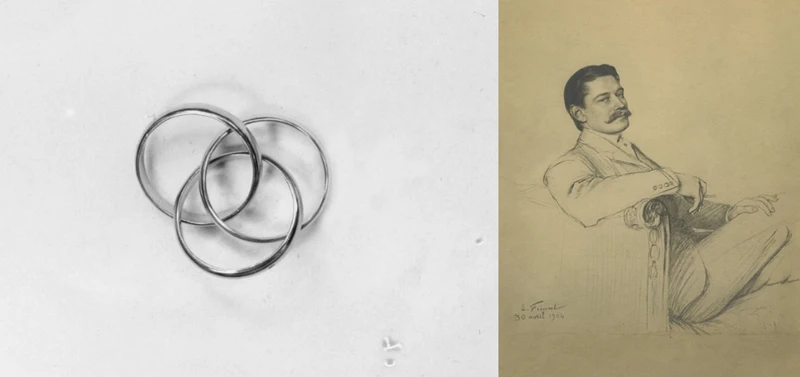 (圖左)1924年推出首款3環戒。(圖右)Louis Cartier。 (圖左)1924年推出首款3環戒。(圖右)Louis Cartier。