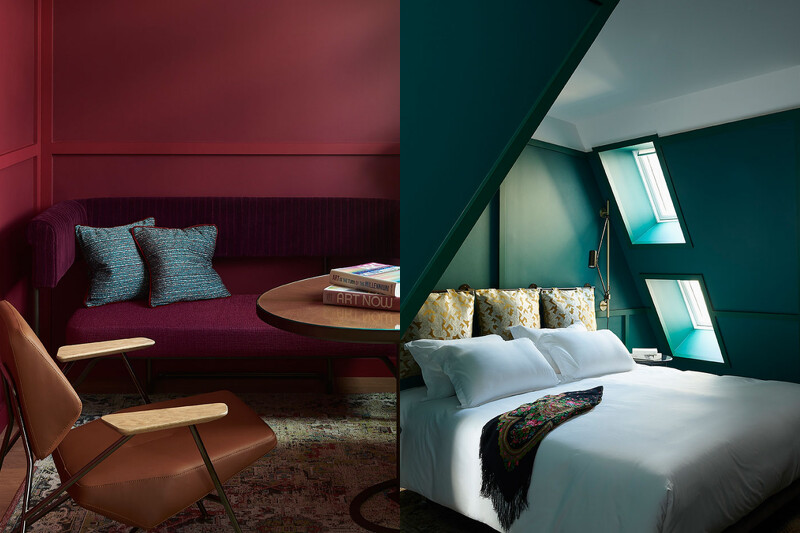 「勒巴魯飯店(Hôtel Le Ballu)」用色大膽。 「勒巴魯飯店(Hôtel Le Ballu)」用色大膽。