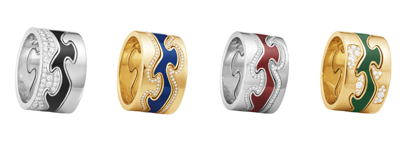 FUSION三件式戒指,18K白金、鑽石及HYCERAM黑陶瓷,建議售價新台幣$219,000起;18K黃金、鑽石及HYCERAM藍陶瓷,建議售價新台幣$205,200起;18K白金、鑽石及HYCERAM紅陶瓷,建議售價新台幣$205,200起;18K黃金、鑽石及HYCERAM綠陶瓷,建議售價新台幣$177,800起 FUSION三件式戒指,18K白金、鑽石及HYCERAM黑陶瓷,建議售價新台幣$219,000起;18K黃金、鑽石及HYCERAM藍陶瓷,建議售價新台幣$205,200起;18K白金、鑽石及HYCERAM紅陶瓷,建議售價新台幣$205,200起;18K黃金、鑽石及HYCERAM綠陶瓷,建議售價新台幣$177,800起