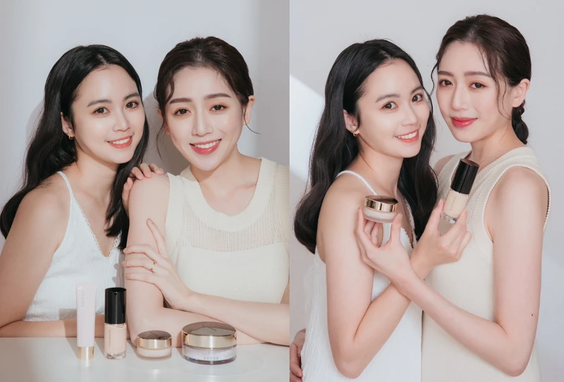 漂亮媽咪部落客(左)610serine、(右)逸歡 一起體驗SUQQU大人系光澤粉底
