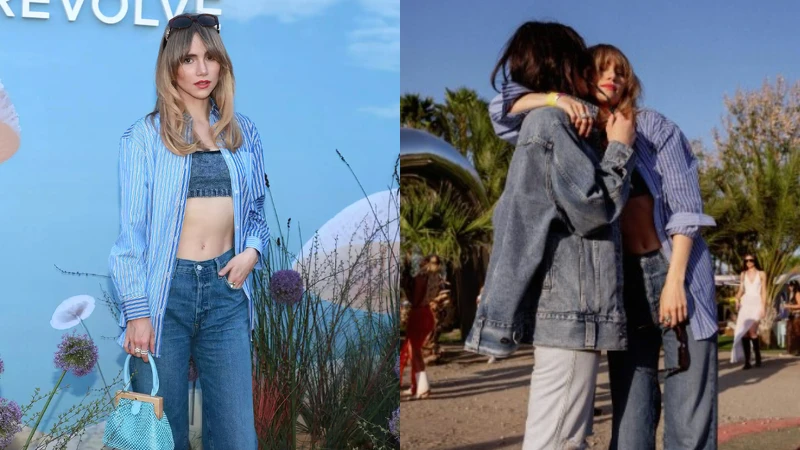 英國超模Suki Waterhouse一身丹寧牛仔帥裝。 英國超模Suki Waterhouse一身丹寧牛仔帥裝。