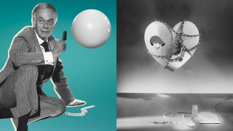 Gene Moore與他為Tiffany & Co.設計的櫥窗。