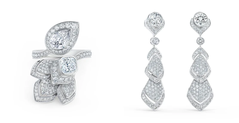 Metamorphosis by De Beers 高級珠寶系列 全新 Spring 18K白金鑽石Toi et Moi戒指、Metamorphosis by De Beers 高級珠寶系列 全新 Spring 18K白金鑽石垂墜式耳環。