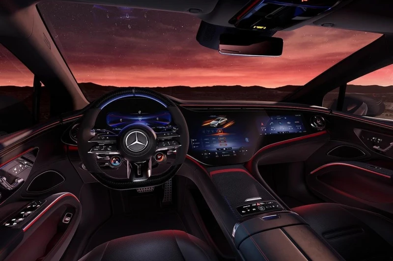 內裝更宛如星際座艙令人沉靜,具有超大型螢幕、配有眾多高科技功能。 內裝更宛如星際座艙令人沉靜,具有超大型螢幕、配有眾多高科技功能。