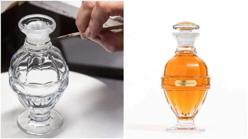 Maison Psyché 的香水瓶來自頂級水晶製造品牌Baccarat，以手工吹製、切割、鍍金的方式製作。