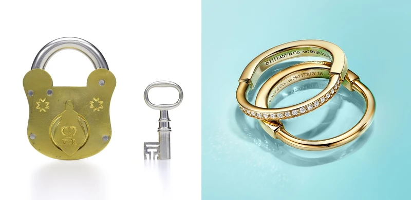 Tiffany&Co.掛鎖（1883年）、 Tiffany Lock 18K金鑲鑽戒指