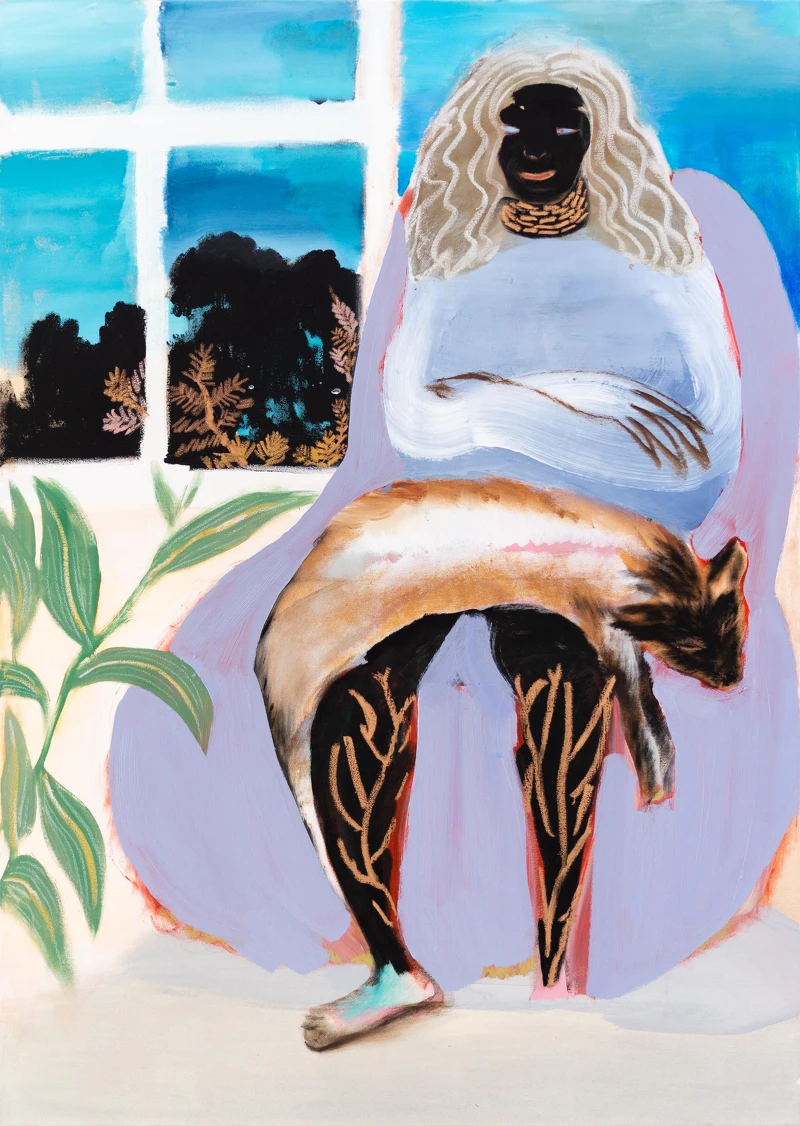 Lap Fox, 2023. Acrylic, oil, oil pastel on canvas, 140 x 199 cm。 Lap Fox, 2023. Acrylic, oil, oil pastel on canvas, 140 x 199 cm。