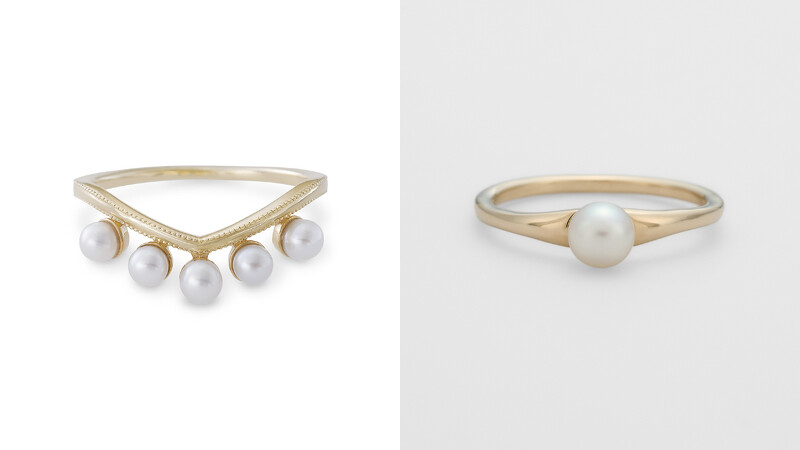 agete 10K珍珠戒指,NT11,300、agete 10K淡水珍珠尾戒,NT$10,200。 agete 10K珍珠戒指,NT11,300、agete 10K淡水珍珠尾戒,NT$10,200。