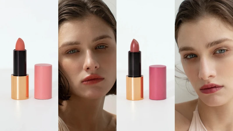 rihka絲霧光感唇膏(左#nectarine、右#fig),NT1,200 rihka絲霧光感唇膏(左#nectarine、右#fig),NT1,200