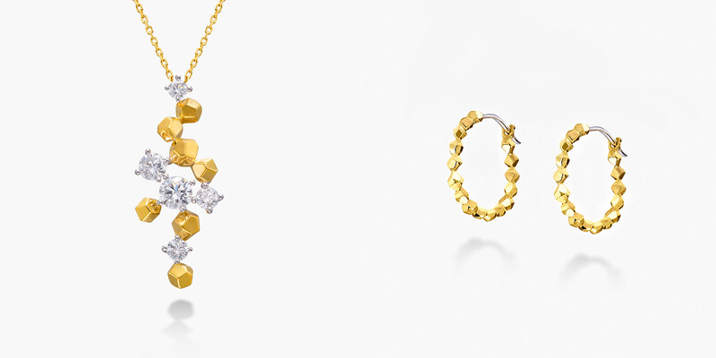 林曉同珠寶「星環」系列，鍊墜參考價格NT.38,600元；耳環參考價格NT.26,800元