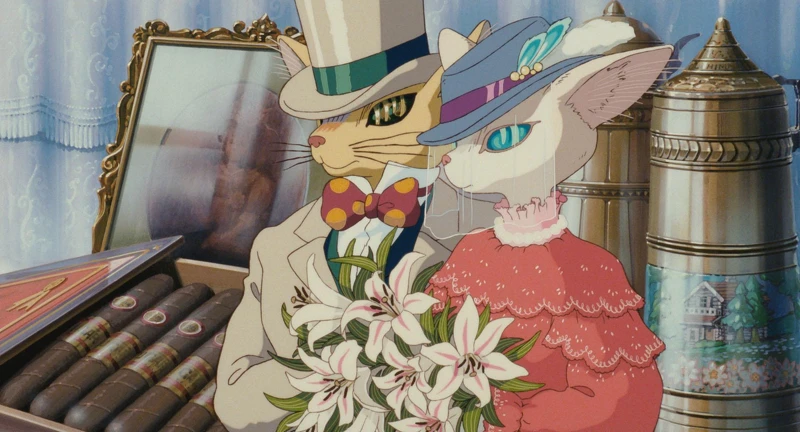 《心之谷》中的貓男爵與露莎 《心之谷》中的貓男爵與露莎