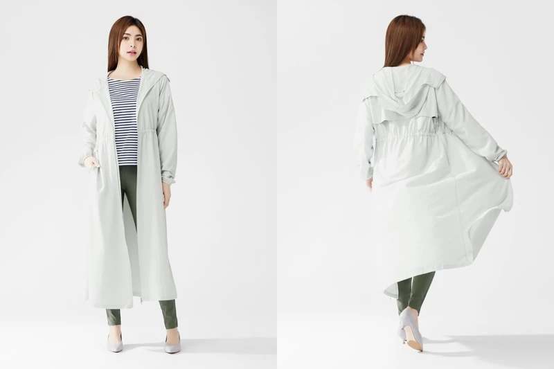 抗UV輕型吸排口罩連帽長外套 NT.880