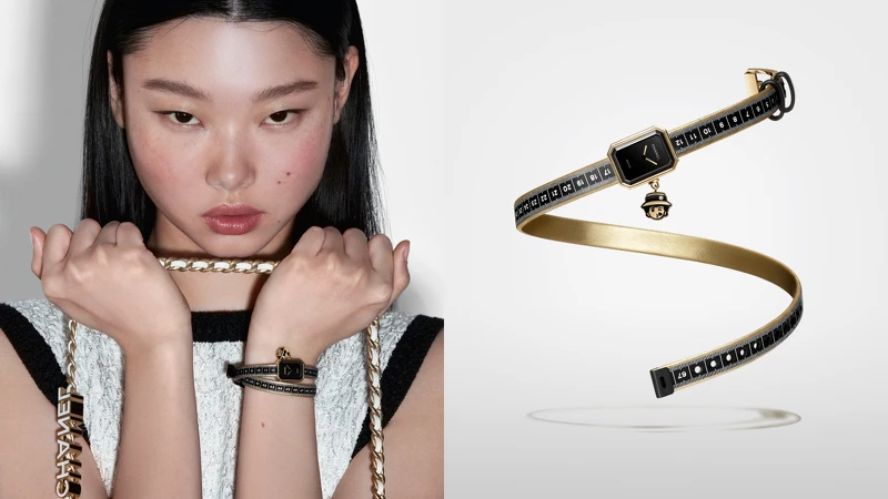 Première Ruban Couture腕錶，18K黃金錶殼，搭載高精度石英機芯。