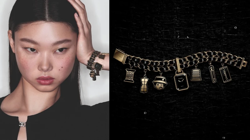 Première Charms Couture腕錶，18K黃金鍍金精鋼錶殼，搭載高精度石英機芯。