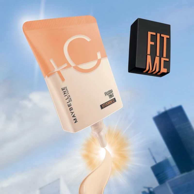 媚比琳FIT ME水啵啵裸妝乳情境圖。