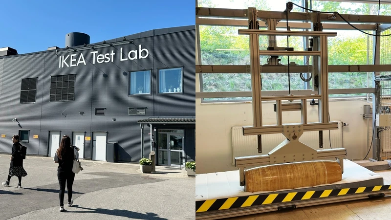 「IKEA品質測試中心」中的床墊正在接受壓力測試 「IKEA品質測試中心」中的床墊正在接受壓力測試