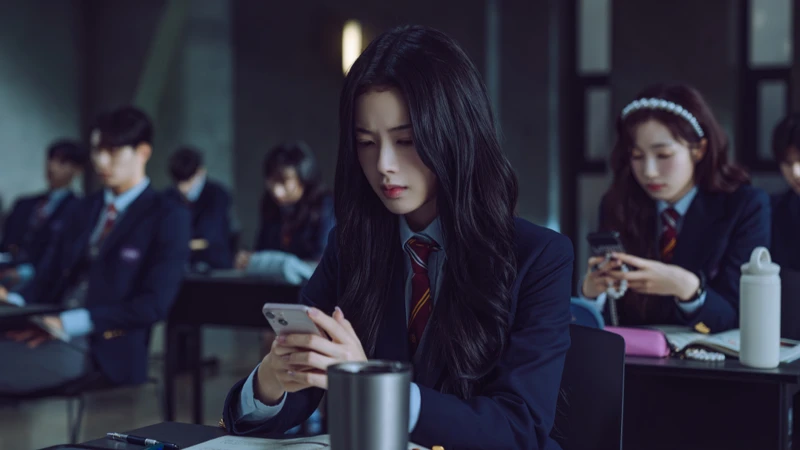 課堂上鄭哉怡依舊收到匿名訊息的騷擾。 課堂上鄭哉怡依舊收到匿名訊息的騷擾。