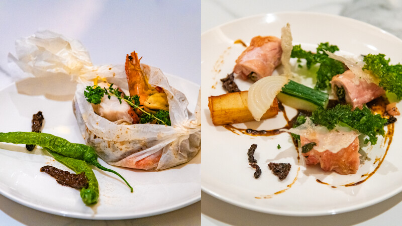 voco酒店田園西餐廳主菜:紙包海鮮、薄荷雞 voco酒店田園西餐廳主菜:紙包海鮮、薄荷雞