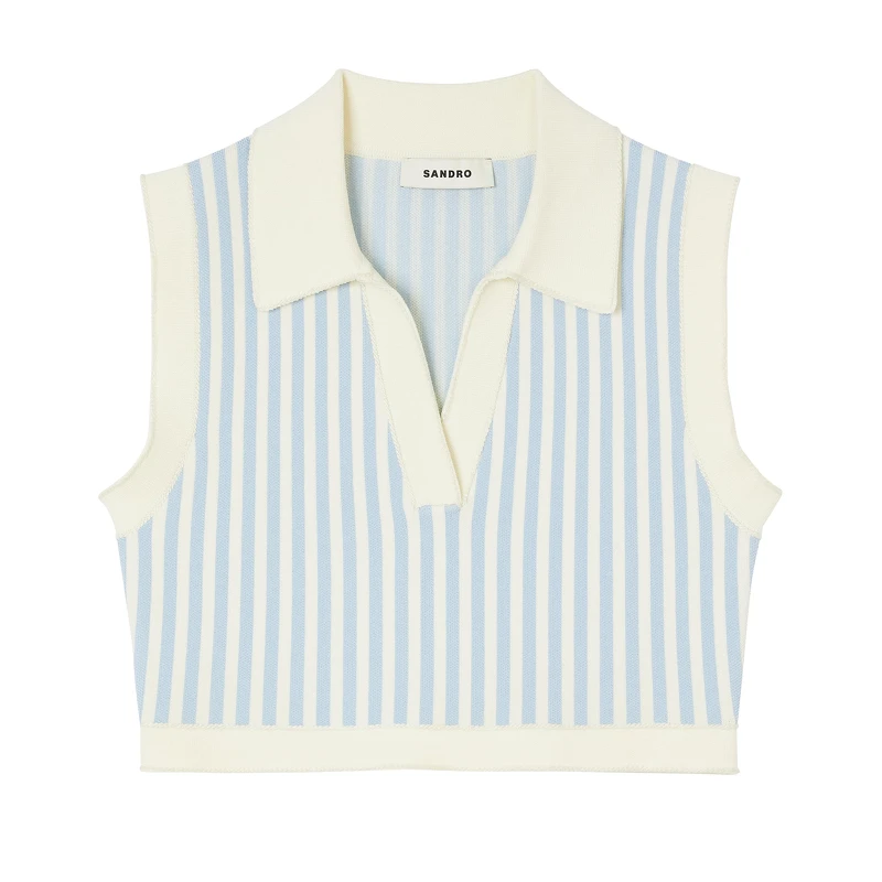Sandro 藍色條紋針織無袖背心，NT6,190。