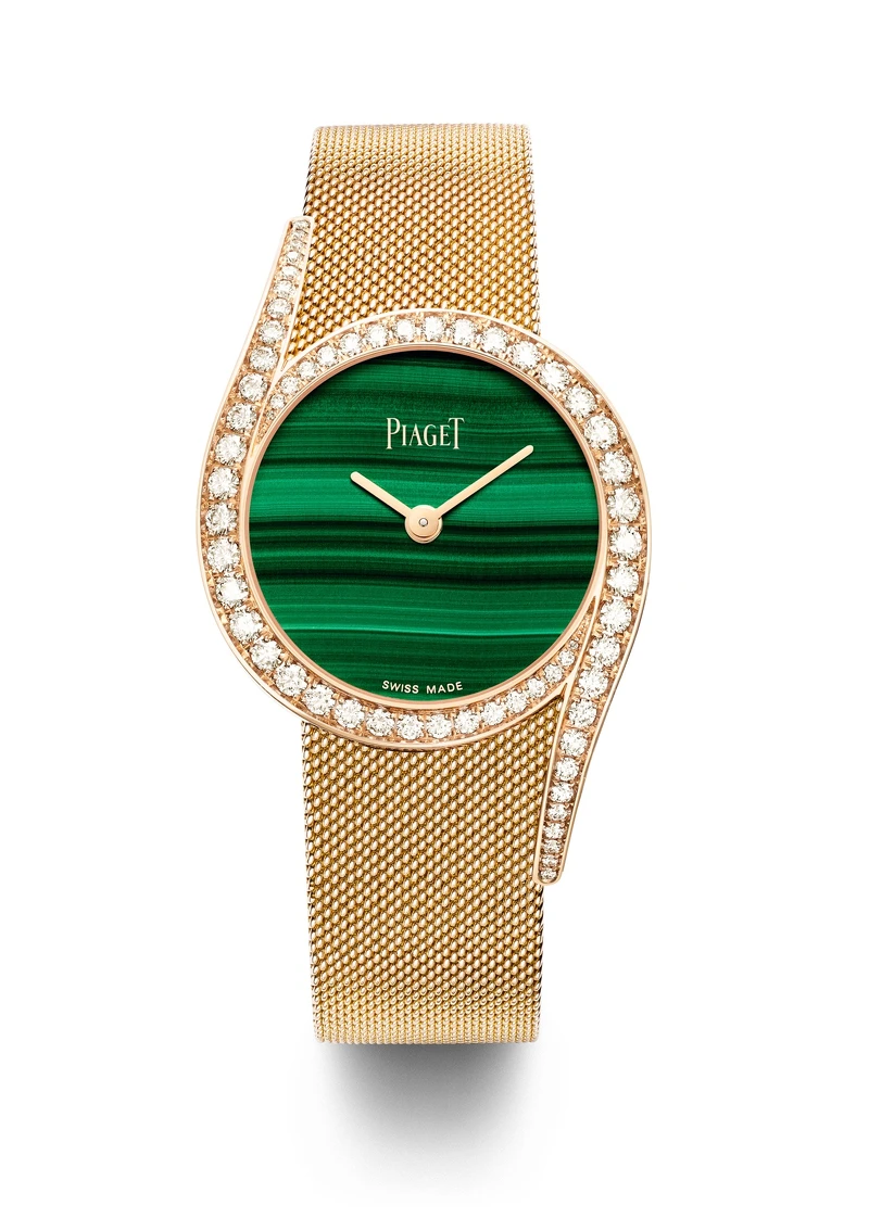 PIAGET Limelight Gala系列玫瑰金米蘭編織鍊帶孔雀石錶盤自動腕錶 PIAGET Limelight Gala系列玫瑰金米蘭編織鍊帶孔雀石錶盤自動腕錶