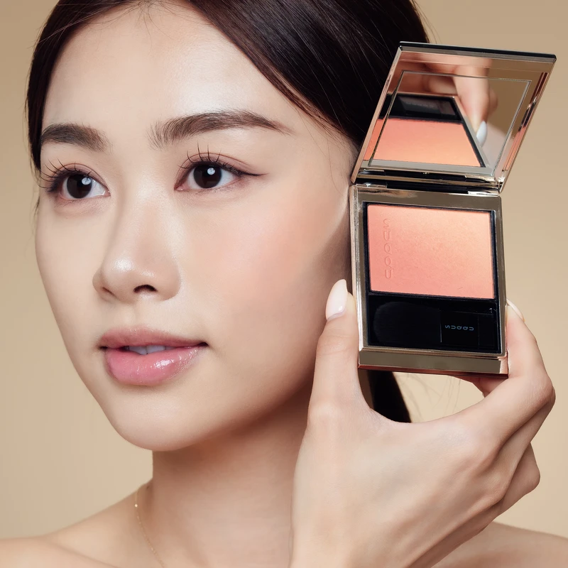 SUQQU晶采柔艷頰彩#03夕波YUUNAMI 試色。