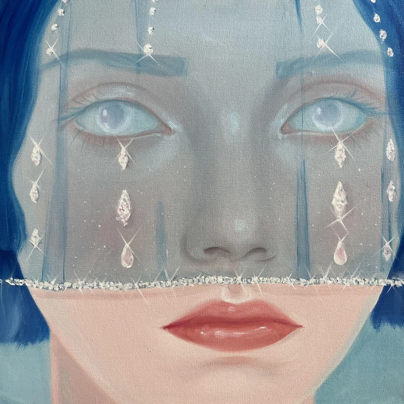 莫妮卡.馬爾喬卡 Monika Marchewka〈面紗之下 Undercover〉:油彩在畫布上 oil on canvas 50 × 50 cm,2024。 莫妮卡.馬爾喬卡 Monika Marchewka〈面紗之下 Undercover〉:油彩在畫布上 oil on canvas 50 × 50 cm,2024。