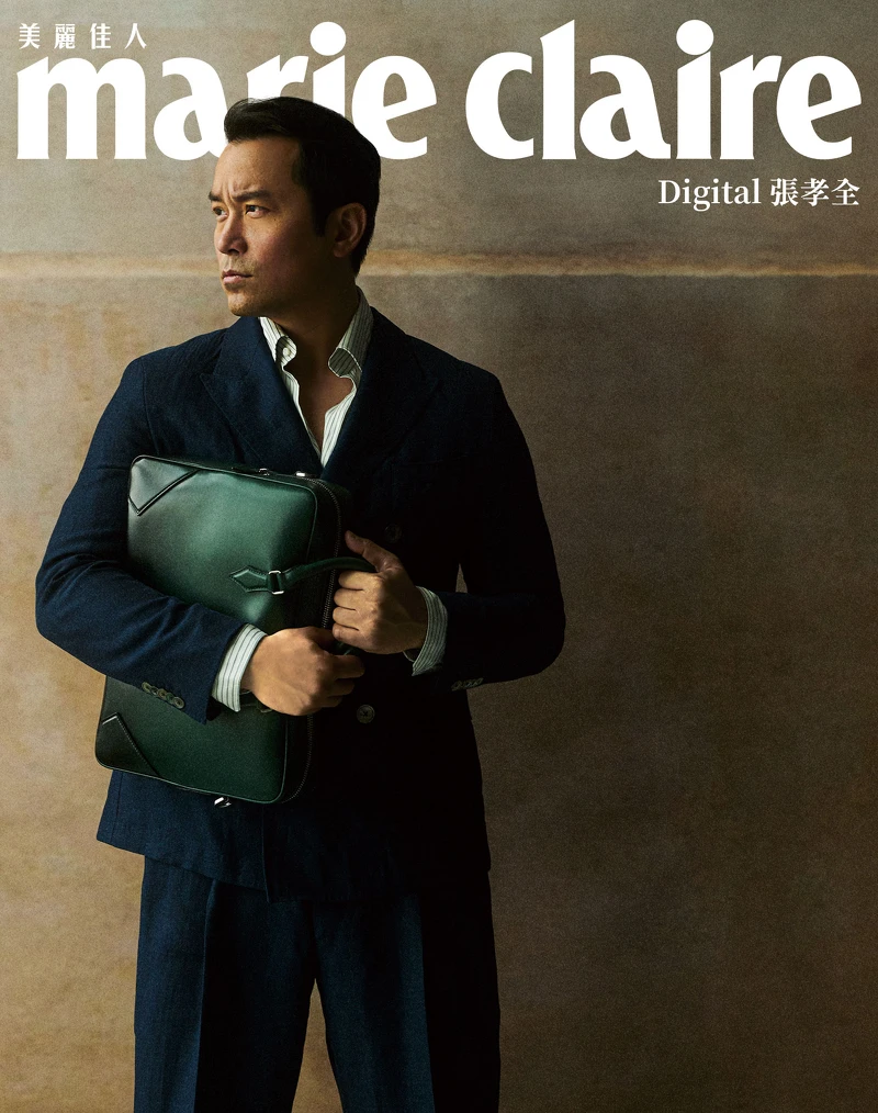 深藍色西裝套裝、黑色條紋襯衫,both by Boss;大師傑作系列公事包,Montblanc。 深藍色西裝套裝、黑色條紋襯衫,both by Boss;大師傑作系列公事包,Montblanc。