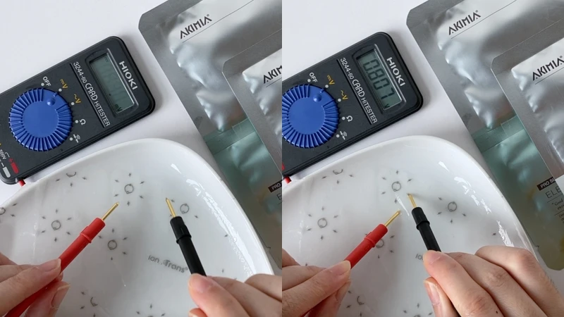 AKIMIA面膜電流測試。