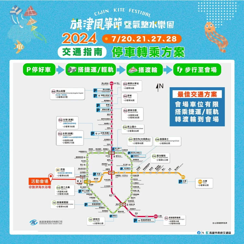 2024旗津風箏節暨氣墊水樂園轉乘地圖