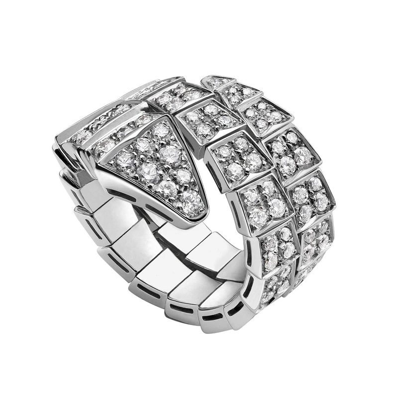 Bvlgari寶格麗 Serpenti 系列白K金鑽石戒指