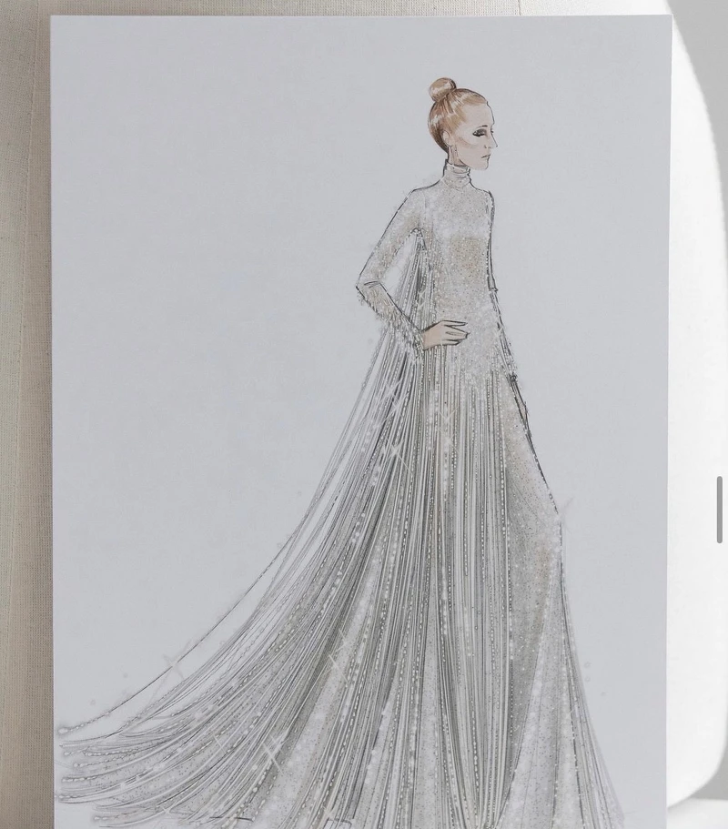 Dior為席琳狄翁Céline Dion打造的高級訂製服細節