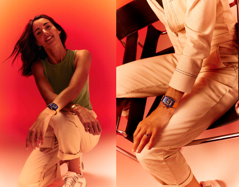 法國賽車手Margot Laffite佩戴RICHARD MILLE RM 07-04自動上鍊運動腕錶。