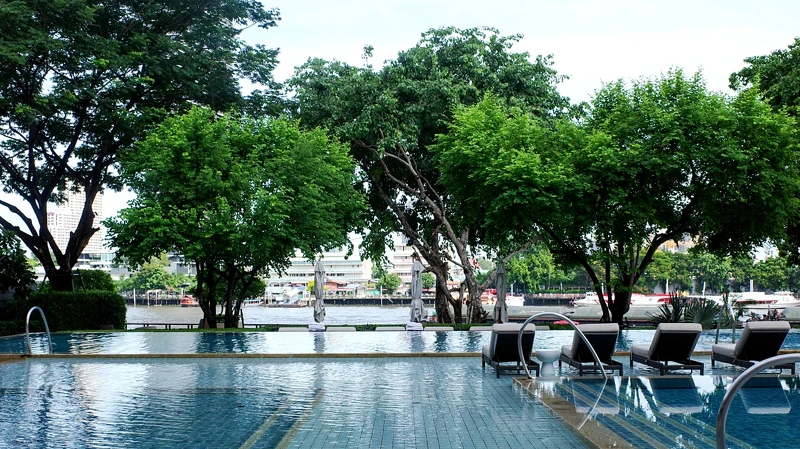 曼谷湄南河四季酒店泳池日景 曼谷湄南河四季酒店泳池日景