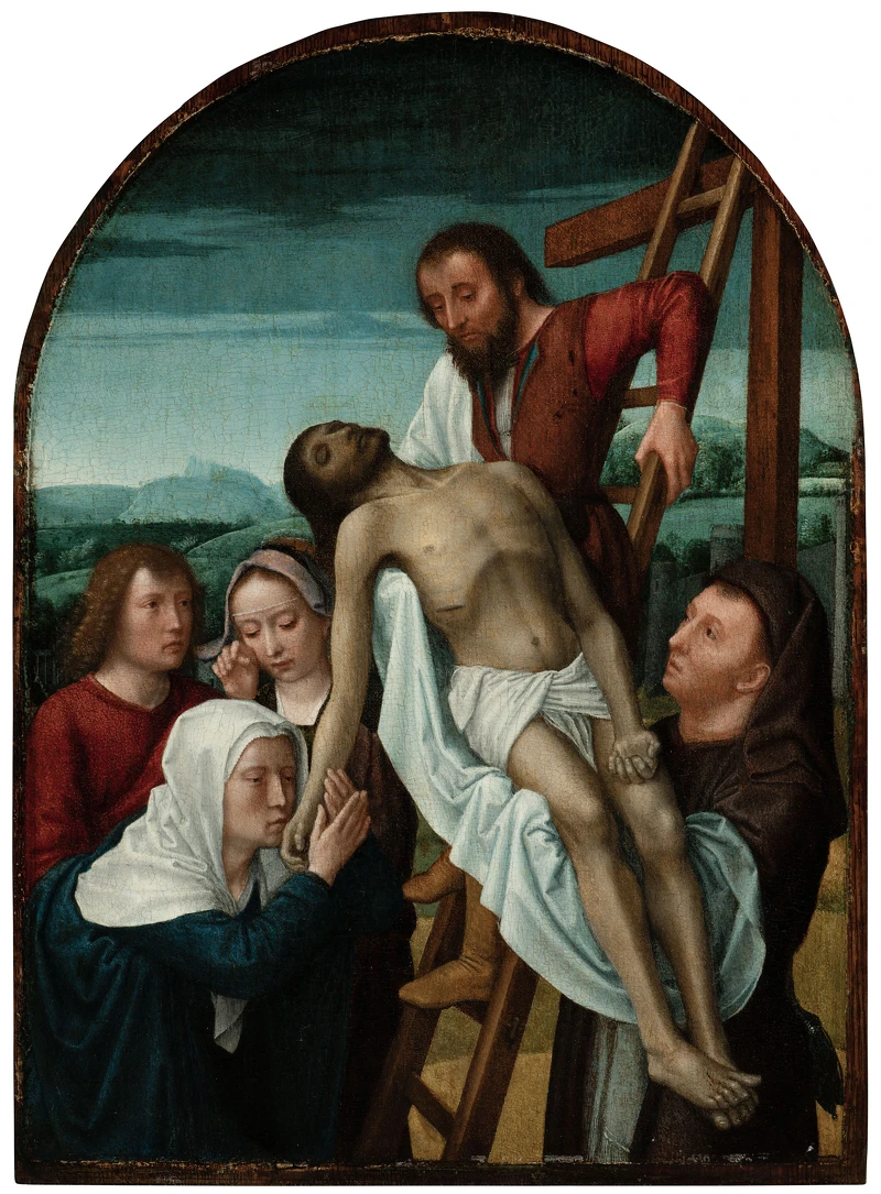 傑拉德.大衛工作坊作品〈卸下聖體〉,是尼德蘭藝術市場十分受歡迎的構圖設計。 傑拉德.大衛工作坊作品〈卸下聖體〉,是尼德蘭藝術市場十分受歡迎的構圖設計。