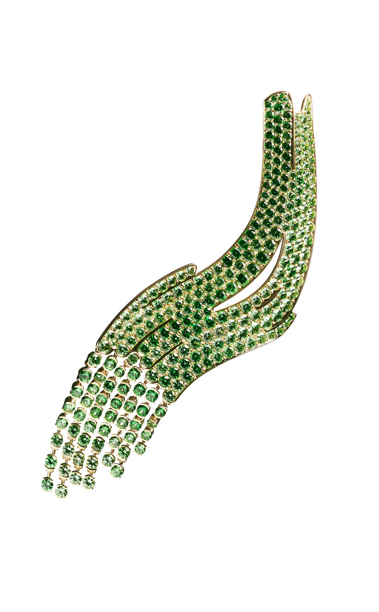 Fresh Paint單邊耳環黃金鑲嵌單色沙弗萊石。 Fresh Paint單邊耳環黃金鑲嵌單色沙弗萊石。