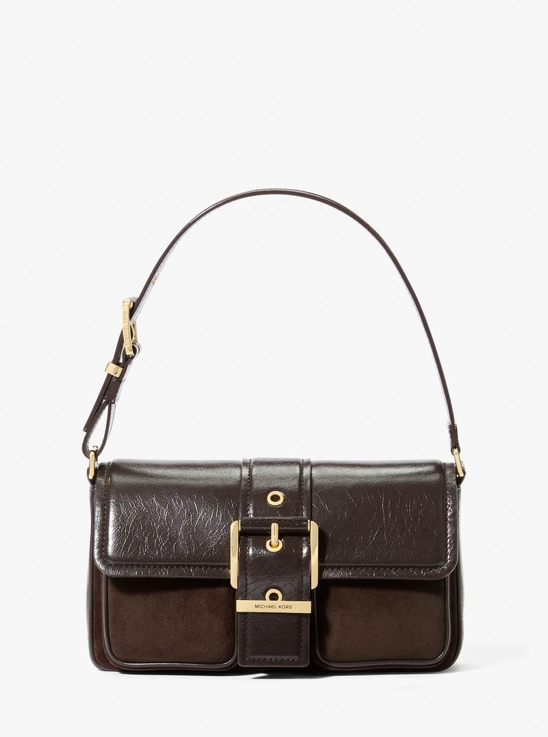 27. Michael Kors巧克力色麂皮拼接Colby Bag，NT$18,800