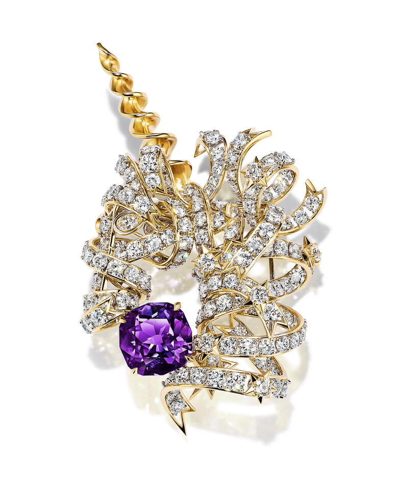 Tiffany & Co. 2024 Blue Book高級珠寶系列Tiffany Céleste 蒼穹萬象（夏季新品）Shooting Star 流星光彩 胸針