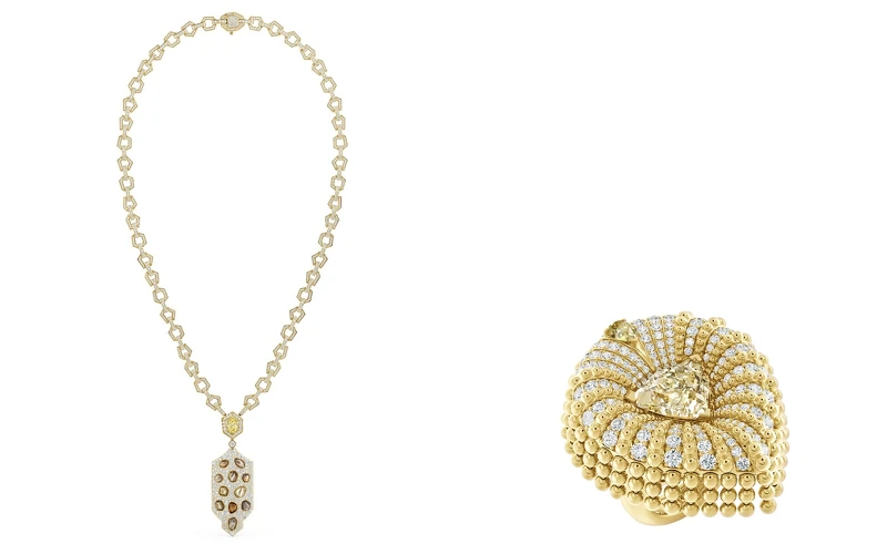 Forces of Nature 高級珠寶系列 Dignity 鑽石吊墜項鍊，Forces of Nature 高級珠寶系列 Protection 鑽石嵌套式戒指。