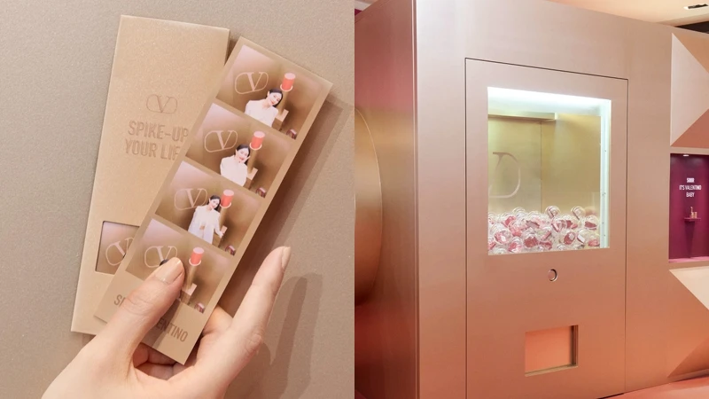 Valentino奢金鉚釘快閃店的人生四格自拍照與奢金扭蛋機。 Valentino奢金鉚釘快閃店的人生四格自拍照與奢金扭蛋機。