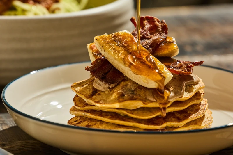 人氣甜點「焦糖香蕉煎餅」。 人氣甜點「焦糖香蕉煎餅」。