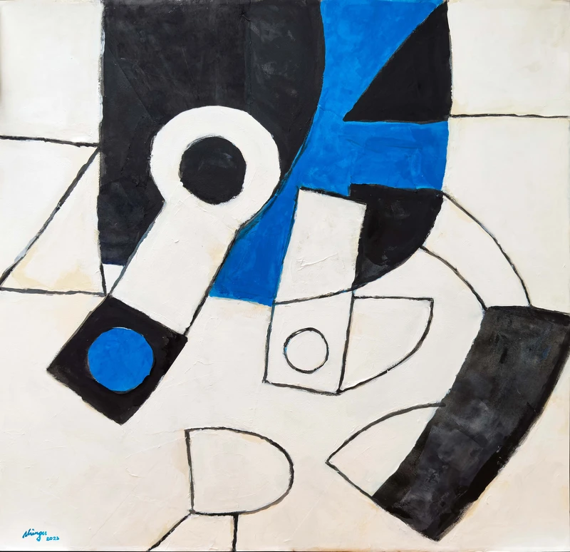 「新宮晉：宇宙—風之旅人」展出新宮晉作品〈Memory Map〉，2024年，壓克力、紙，140 x 140 公分。