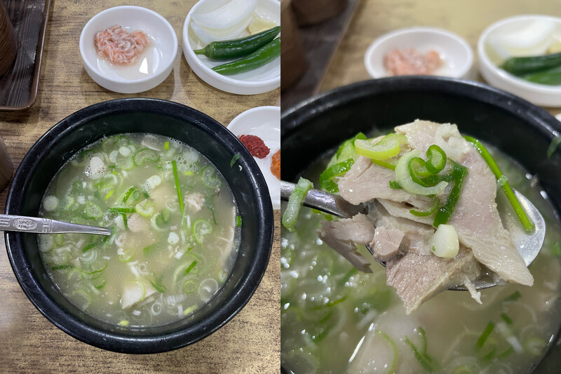 「本田豬肉湯飯」以湯頭清爽、豬肉鬆軟、小菜下飯而聞名。