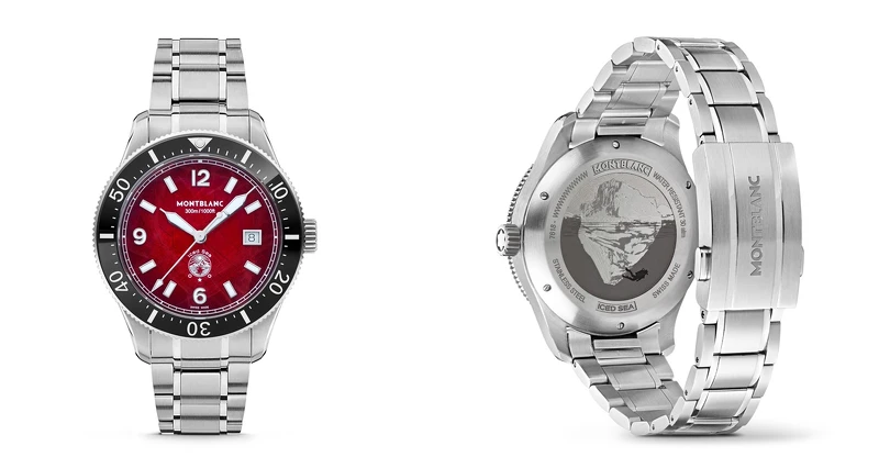 Iced Sea系列日期顯示自動腕錶(勃根地紅款)