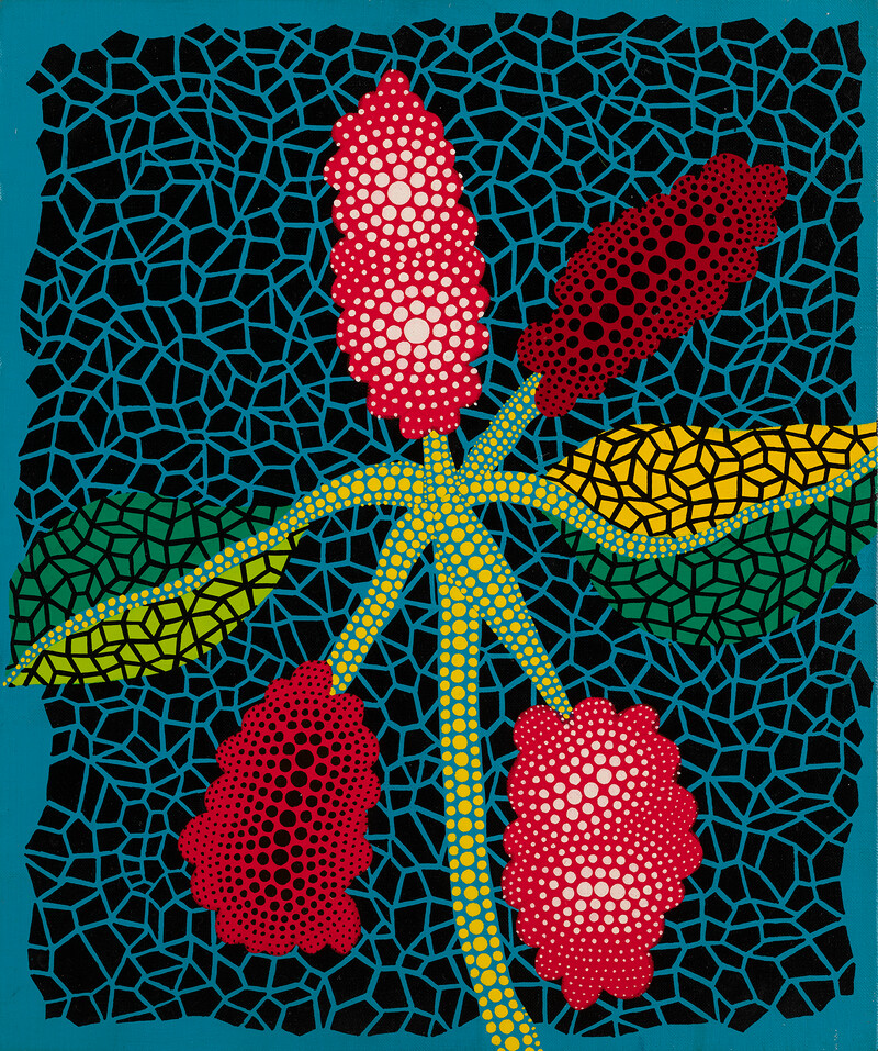 草間彌生,《花》,1989,45.5 × 38.0 cm,壓克力彩、畫布,W Collection,北師美術館提供 草間彌生,《花》,1989,45.5 × 38.0 cm,壓克力彩、畫布,W Collection,北師美術館提供