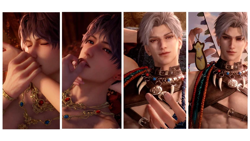 《戀與深空》祁煜、秦徹的卡面故事,則突出了敦煌、邊塞地區的文化特徵,身上民族裝飾更多,有一種西域、草原文明的異域魅力展現野性的征服。圖/擷取自《戀與深空》 《戀與深空》祁煜、秦徹的卡面故事,則突出了敦煌、邊塞地區的文化特徵,身上民族裝飾更多,有一種西域、草原文明的異域魅力展現野性的征服。圖/擷取自《戀與深空》