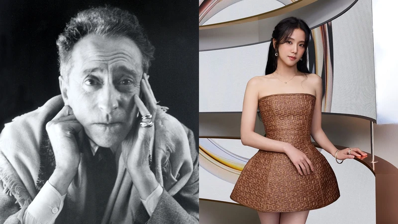 法國傳奇詩人兼劇作家Jean Cocteau（左）及Jisoo分別演繹出Trinity珠寶於不同時代的個性樣貌。